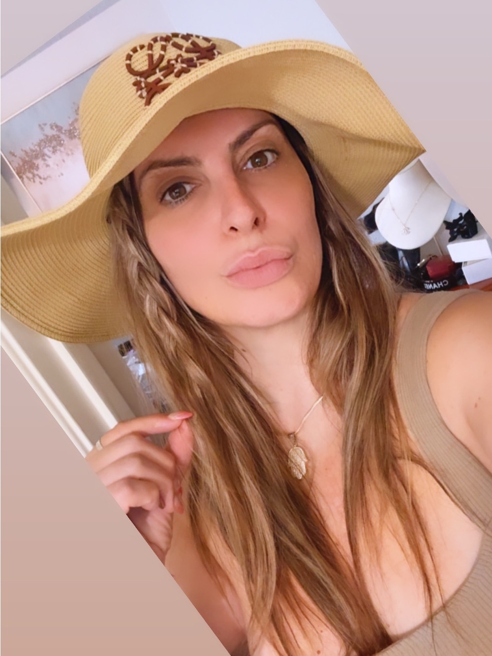 Loewe Yellow Straw Wide-Brim Hat with Leather Trim and Decorative Emblem - Picture 8 of 11